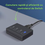 Switch KVM HDMI, KRASSUS, Comutator USB 4K@60Hz cu 4 intrari 1 iesire HDMI 2.0 si 3 porturi KVM USB, Negru