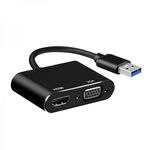 Convertor adaptor USB 3.0 5 Gbps la HDMI si VGA FullHD 1920x1080p negru, krasscom