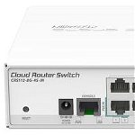 MikroTik Smart Switch, CRS112-8G-4S-IN; 8x Gigabit Ethernet, 4x SFPcages, 400MHz CPU, 128MB RAM, desktop case, RouterOS L5;, Mikrotik