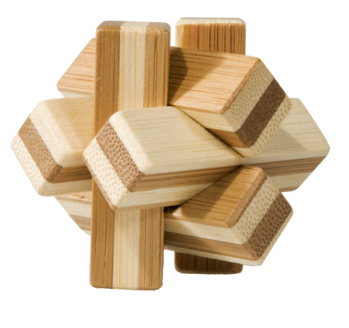 Joc logic IQ din lemn bambus Knot cutie metal Fridolin, Fridolin