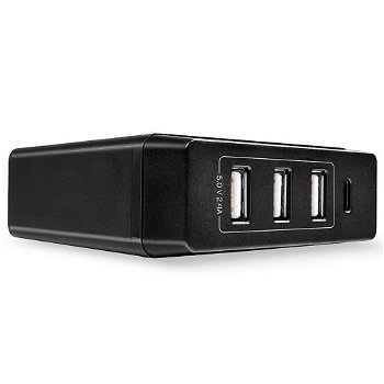 Statie incarcare Lindy 4 porturi USB C si A, putere 72W, negru, LINDY
