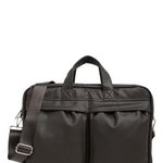 Genti Barbati Slate Stone Faux Leather Laptop Bag Dark Brown Pebbled