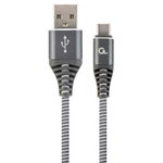 GEMBIRD CC-USB2B-AMCM-1M-WB2 Gembird Premium cotton braided Type-C USB charging and data cable,1m,grey/white, Gembird