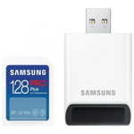 SDXC PRO Plus MB-SD128SB/WW 128GB, Class 10, UHS-I U3, V30 + Adaptor USB, Samsung