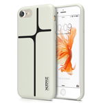 Husa XOOMZ protectie spate pentru iPhone 7 8 cu model geometric din silicon lichid, gri deschis, XOOMZ