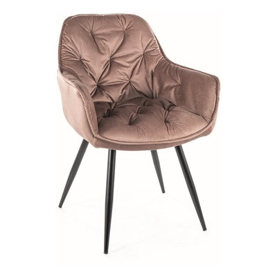 Scaun tapitat modern CHERRY, bej/negru, stofa catifelata/metal, 57x58x87 cm
