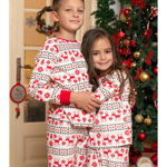 Pijamale de Craciun copii model Jingle 1 3-4 Ani (93-98cm), Haine de vis