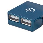 HUB mini USB 2.0 cu 4 porturi albastru 160605 Manhattan, Manhattan