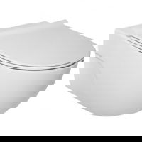 Set promo Vas WC suspendat cu capac soft close Roca Meridian Rimless 36x56 cm evacuare orizontala