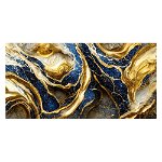 Tablou abstract imitatie marmura, auriu, albastru 1855 - Material produs:: Poster pe hartie FARA RAMA, Dimensiunea:: 60x120 cm, 