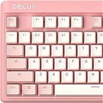 Gaming Keyboard Delux KM18DB RGB, Wireless, White-Pink, 89 Keys, DeLux