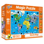 Magic puzzle Galt, harta lumii cu animale, 1005464, Galt