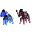 Set 2 elefanti asortati Cylinder, sticla, multicolor, 6,5x3,5x4,5 cm, GILDE