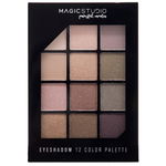 Paleta de fard de pleoape Pocket Colors Magic Studio, 12 culori, nuante pigmentate, Magic Studio