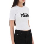 MSGM Smocked T-Shirt With Logo Print ROSA, MSGM