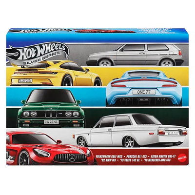 Set 6 masini, Hot Wheels, Silver Series, Euro Style, JLB25, Hot Wheels