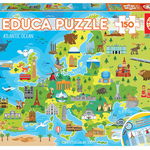 Puzzle cu 150 de piese - Harta Europei, 