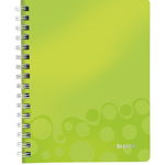 Caiet de birou LEITZ Wow, PP, A5, cu spira, dictando, verde metalizat, Leitz