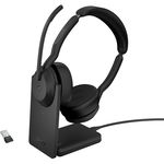 Casti Call Center Jabra Evolve2 55 Link380a, USB-A, MS, Stereo, Stand incarcare (Negru), Jabra