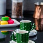 Set cești de cafea, Verde, 5.5x8x5.5 cm, Doreline