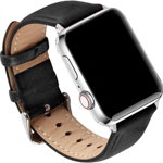 Curea pentru ceas GerbGorb, compatibila cu Apple Watch 38mm 40mm 41mm, piele, negru