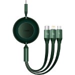 Cablu de date 3 in 1, Baseus, Micro USB/Lightning, 100W, 1.1m, Verde