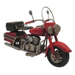 Macheta motocicleta retro din metal rosu negru 19 cm x 8 cm x 11 h
