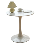 Masa laterala rotunda pentru cafea, minimalista si eleganta, alb lucios, MDF, 80x74x50 cm