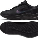 Nike, Pantofi usori din plasa pentru alergare Downshifter 12, Negru stins, Argintiu, 40 EU, Nike