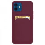 Husa Spate Upzz Silicone Walllet Compatibila Cu iPhone 13 Pro, Suport De Card Pe Spate, Burgundy, Upzz