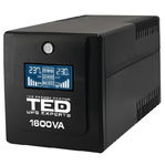 UPS 1600VA / 900W LCD display Line Interactive cu stabilizator 4 iesiri schuko TED UPS Expert TED001597, TED Electronic