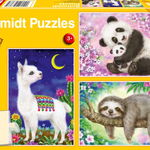 Puzzle 3 x 24 piese - Panda, Lama, Sloth, Schmidt