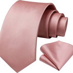 Set cravata si batista pentru barbati Enlision, microfibra, roz