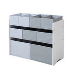 Organizator de jucarii GINGER HOME, raft pentru cresa, sectional cu cutii de depozitare, alb, gri