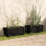 Jardiniere de grădină 2 buc. negru 100x50x50 cm lemn masiv pin