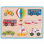 Puzzle din lemn incastru - Vehicule, BIGJIGS Toys, 2-3 ani +, BIGJIGS Toys