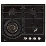 Plita incorporabila LDK Toledo WOK JZ4BK60, Gaz, 4 arzatoare, WOK, Aprindere electrica, Gratare fonta, Siguranta, 60 cm (Negru), LDK