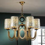 Candelabru rotund cu inaltime reglabila din Acril Bej cu 6 becuri D75xH115cm Eden