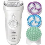 Epilator Braun SE9961 V Legs & body, Wet&Dry, 12 accesorii, SmartLight, Alb/Argintiu + Cutie cadou