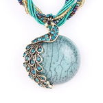 Colier turquoise, forma de paun, cu piatra rotunda, Hasse C8