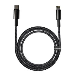 Cablu Date si Incarcare USB-C - Lightning Baseus Tungsten Gold, 20W, 2m, Negru CATLWJ-A01, Baseus