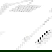 Set de dus alb cu baterie termostatica si brat mobil, Deante, Hiacynt, Deante