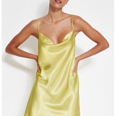 Trendyol, Neglijeu din satin cu decolteu drapat, Galben, 40 Trendyol, Neglijeu din satin cu decolteu drapat, Galben, 40