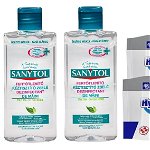 Pachet Sanytol Virucid Gel dezinfectant maini 2 x 75 ml + Hygienium Servetele umede dezinfectante 2 x 48 buc, avizat Ministerul Sanatatii