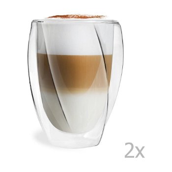Set 2 pahare cu perete dublu Vialli Design Latte, 300 ml, Vialli Design
