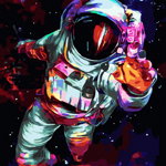 Set Pictura pe numere Acuarello 50X65 cm - Astronaut in spatiu