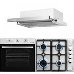 Pachet Cuptor electric Incorporabil Hausberg HB-8053IN, Clasa A, 71L, 2225W, Negru/Inox, Plita incorporabila HB-556IN, Gaz, 4 arzatoare, Gratar din fonta, Hota incorporabila telescopica HB-1285IN, Putere de absorbtie 420 m3/h, 2 motoare, 60 cm, Alb