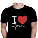 Tricou pentru barbati, Priti Global, imprimat cu mesaj crestin, I love Jesus, PRITI GLOBAL