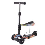 Trotineta cu scaun 3 roti unisex peste 18 luni Kikkaride 3 in 1 Ride and Skate Scretch cu luminite, Kikka Boo