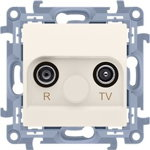 Priza de antena R-TV terminala separata moduara TV-1,0 dB R-1,5 dB crem Simon, Kontakt-Simon